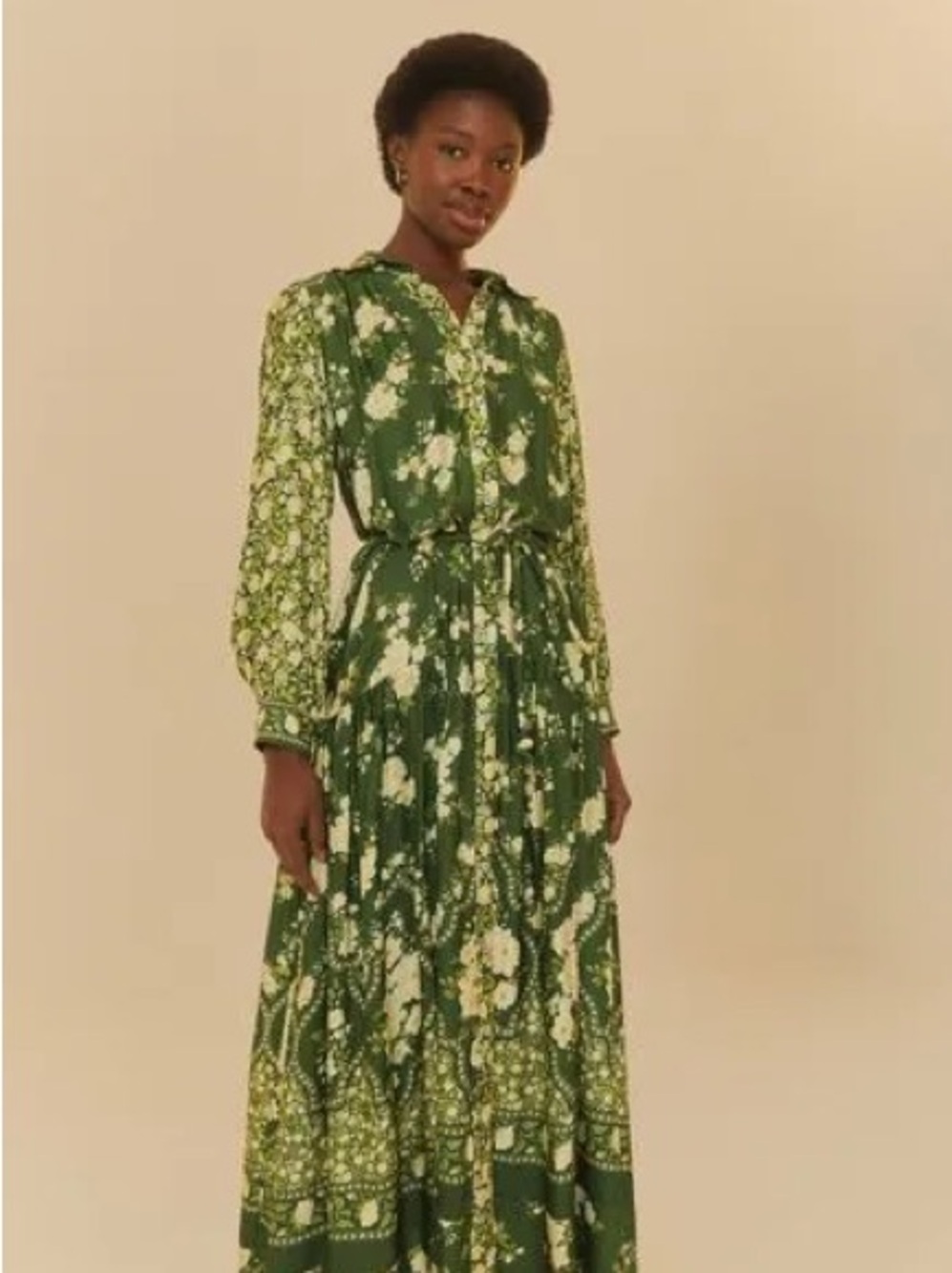 FARM Rio Green Floral Shirt Maxi Dress - Picture 9 of 9